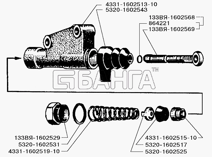 ЗИЛ ЗИЛ-5301 (2006) Схема Главный цилиндр управления сцеплением-56